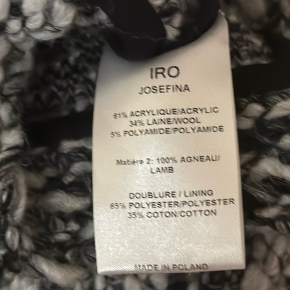 IRO Woman’s Black & White Cropped Tweed Cowl Neck Jacket Size 38 /Size 6 - Picture 8 of 8